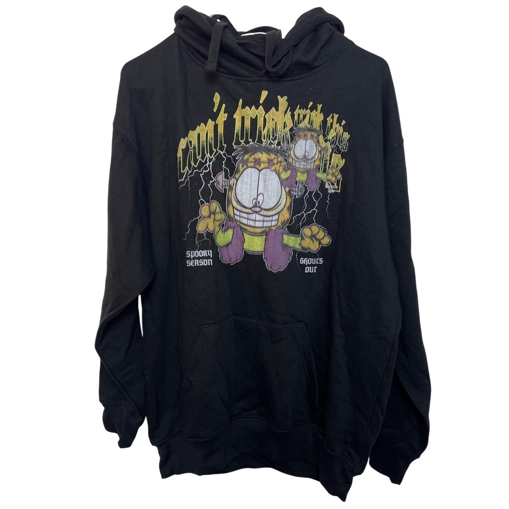 Nickelodeon Garfield Halloween Frankenstein Hoodie Black Spooky Season Mens M